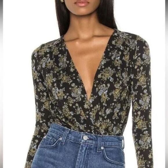 Free People Wrap Front Floral Long Sleeve Bodysuit NWT - Picture 1 of 7